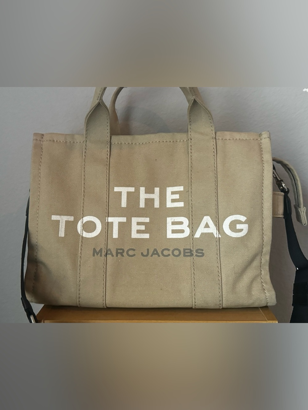 Marc Jacobs Beige Medium Canvas Tote with White Logo